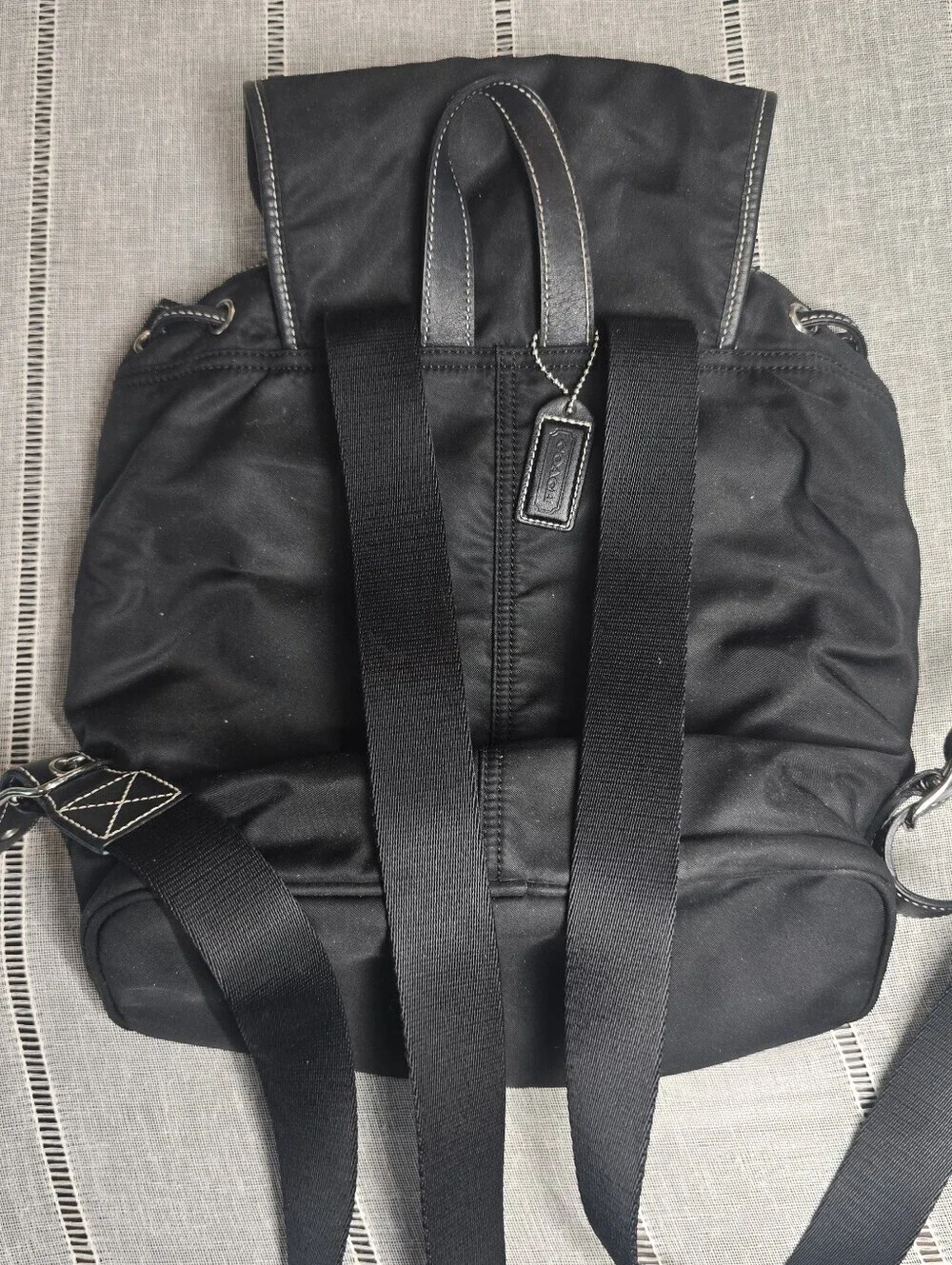 Vintage COACH Black Nylon Leather Trim Backpack Bag 4290